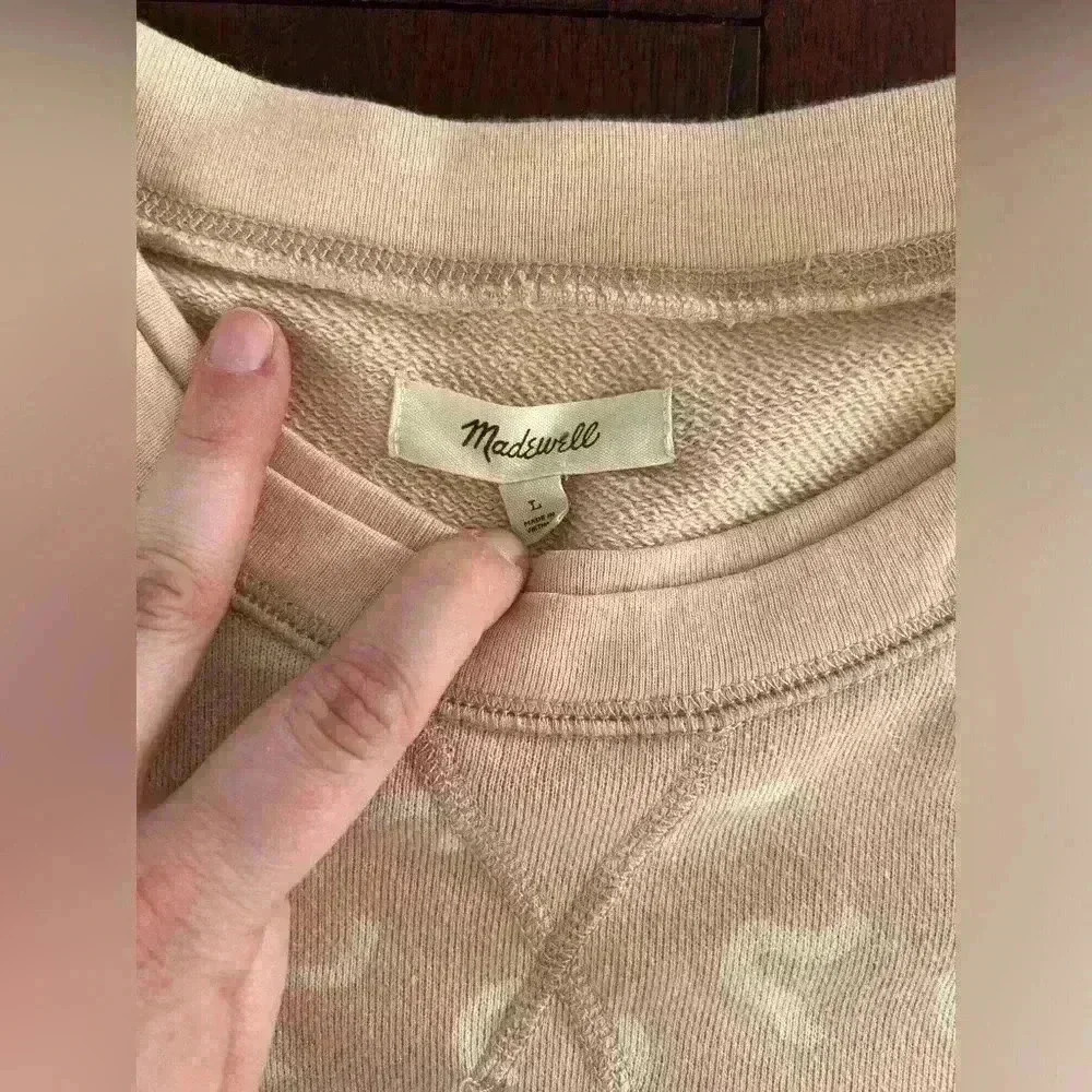 Madewell Women’s Light Pink Bold Squiggle Double Crew Neck Sweatshirt Size Large - Picture 2 of 6